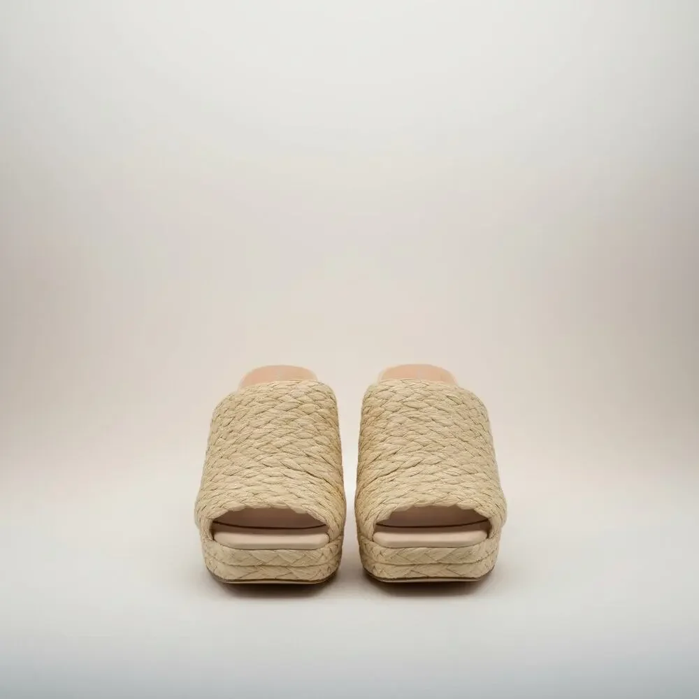 Charles David Prisca Natural Raffia Platform Sandals Heels · Size 9 · EUC Straw - Picture 4 of 7